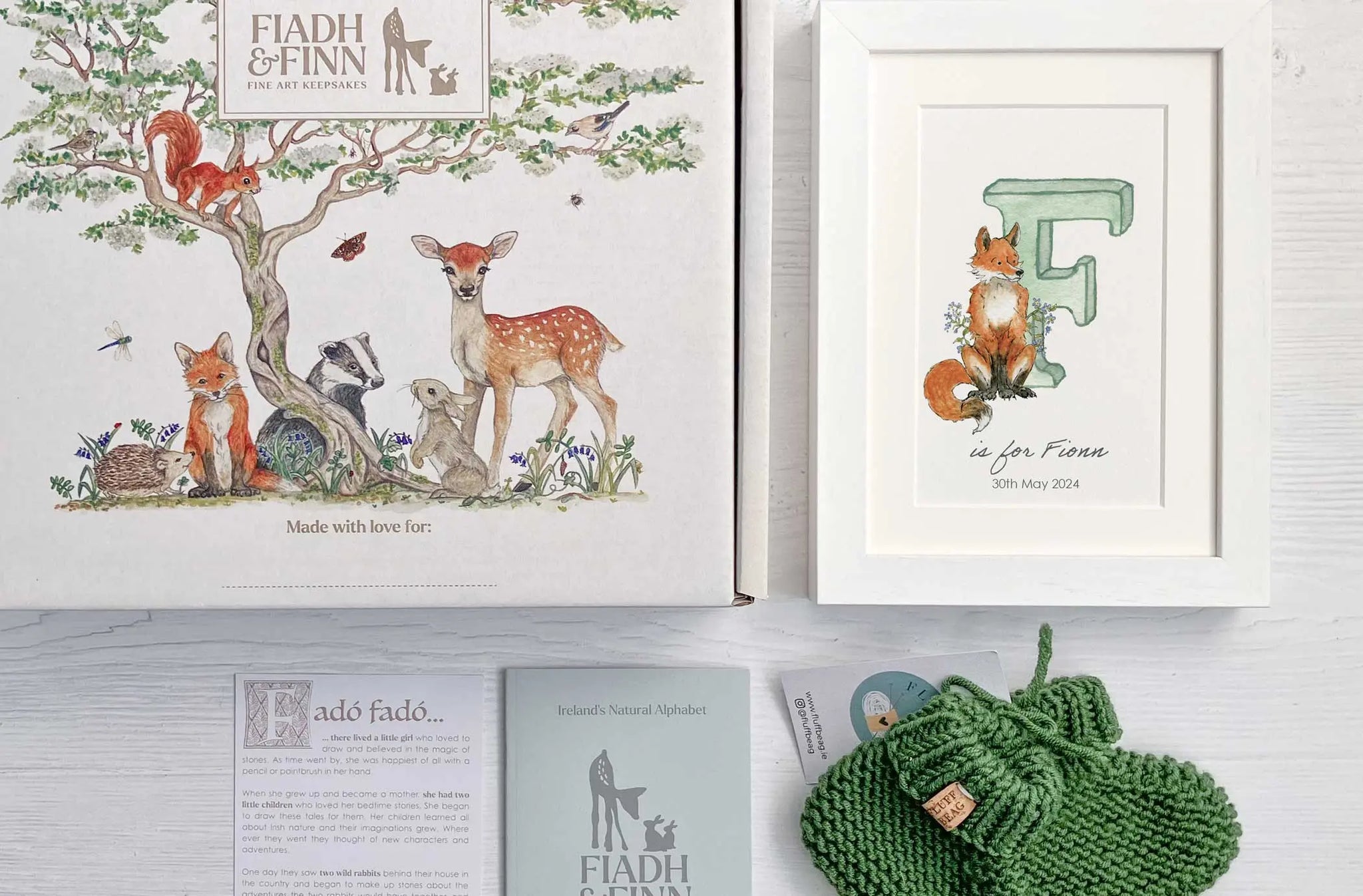 Alphabet Letter Baby Gift Box (Forest) Fiadh&Finn