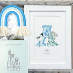 Alphabet Letter & Mini Rainbow Wall Hanging Baby Gift Box (Sky) Fiadh&Finn