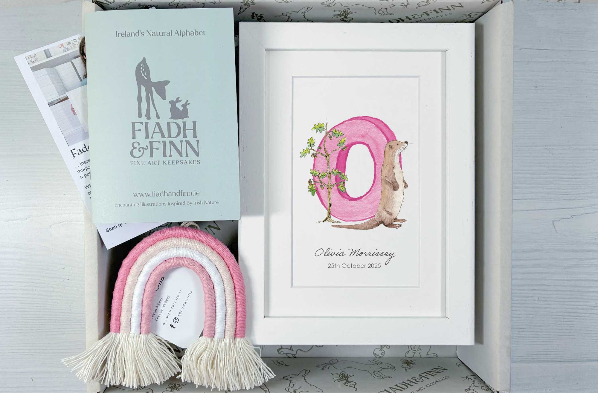 Alphabet Letter & Mini Rainbow Wall Hanging Baby Gift Box Fiadh&Finn