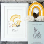 Alphabet Letter & Mini Rainbow Wall Hanging Baby Gift Box (Sunset) Fiadh&Finn