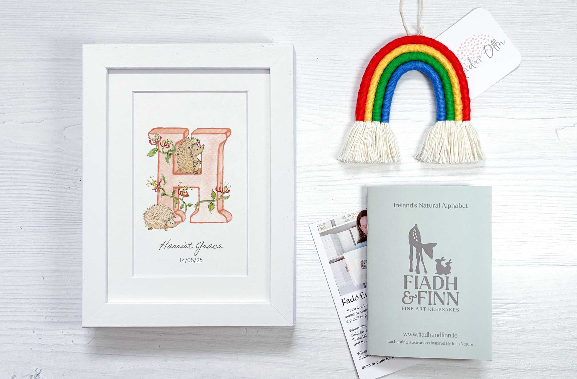 Alphabet Letter & Mini Rainbow Wall Hanging Baby Gift Box Fiadh&Finn