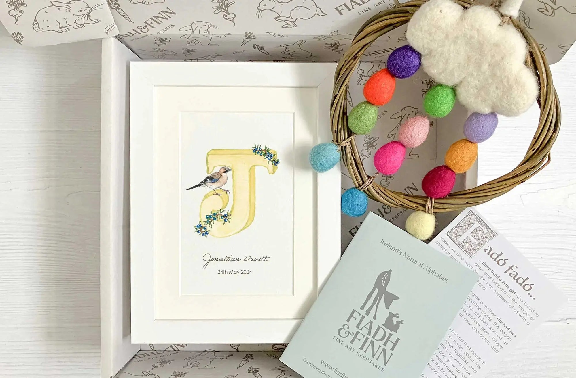 Alphabet Letter & Rainbow Dreamcatcher Baby Gift Box Fiadh&Finn