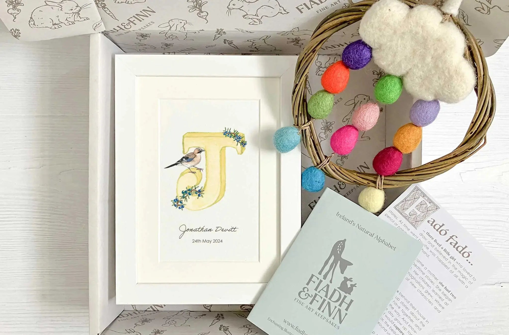 Alphabet Letter & Rainbow Dreamcatcher Baby Gift Box Fiadh&Finn
