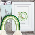 Alphabet Letter & Medium Rainbow Wall Hanging Baby Gift Box (Forest)
