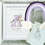 Alphabet Letter & Medium Rainbow Wall Hanging Baby Gift Box (Violet)