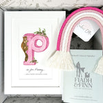 Alphabet Letter & Medium Rainbow Wall Hanging Baby Gift Box (Rose) Fiadh&Finn