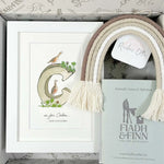 Alphabet Letter & Medium Rainbow Wall Hanging Baby Gift Box (Natural)