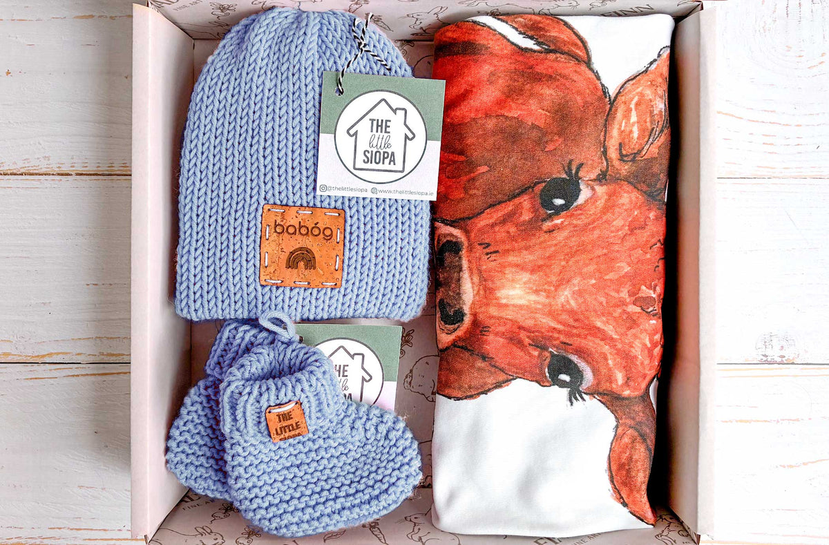 Suan, Farm Gate Organic Baby Blanket & Accessories Gift Box (Sky)