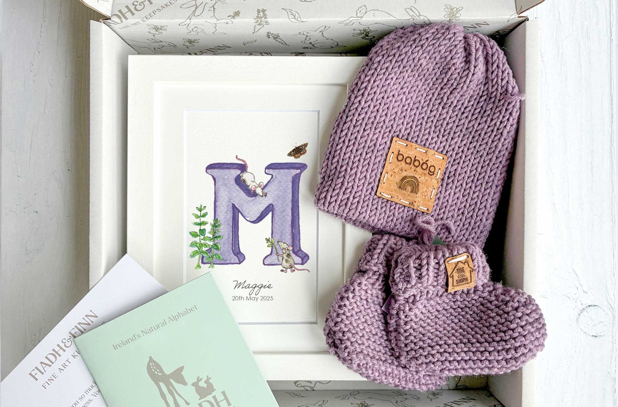 Alphabet Letter Baby Gift Box Set (Violet) - fiadhandfinn