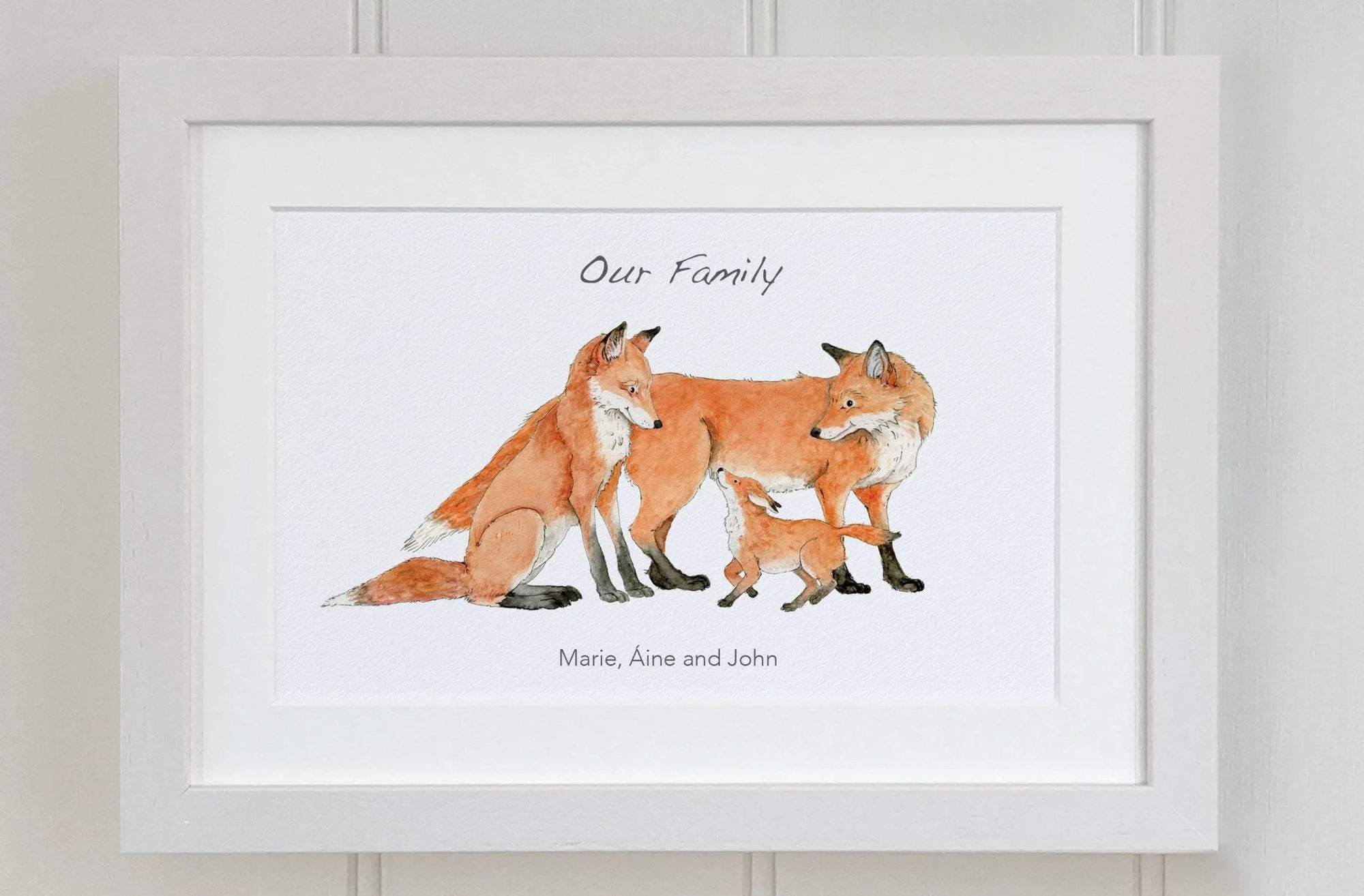 Fox Family Personalised Print - fiadhandfinn