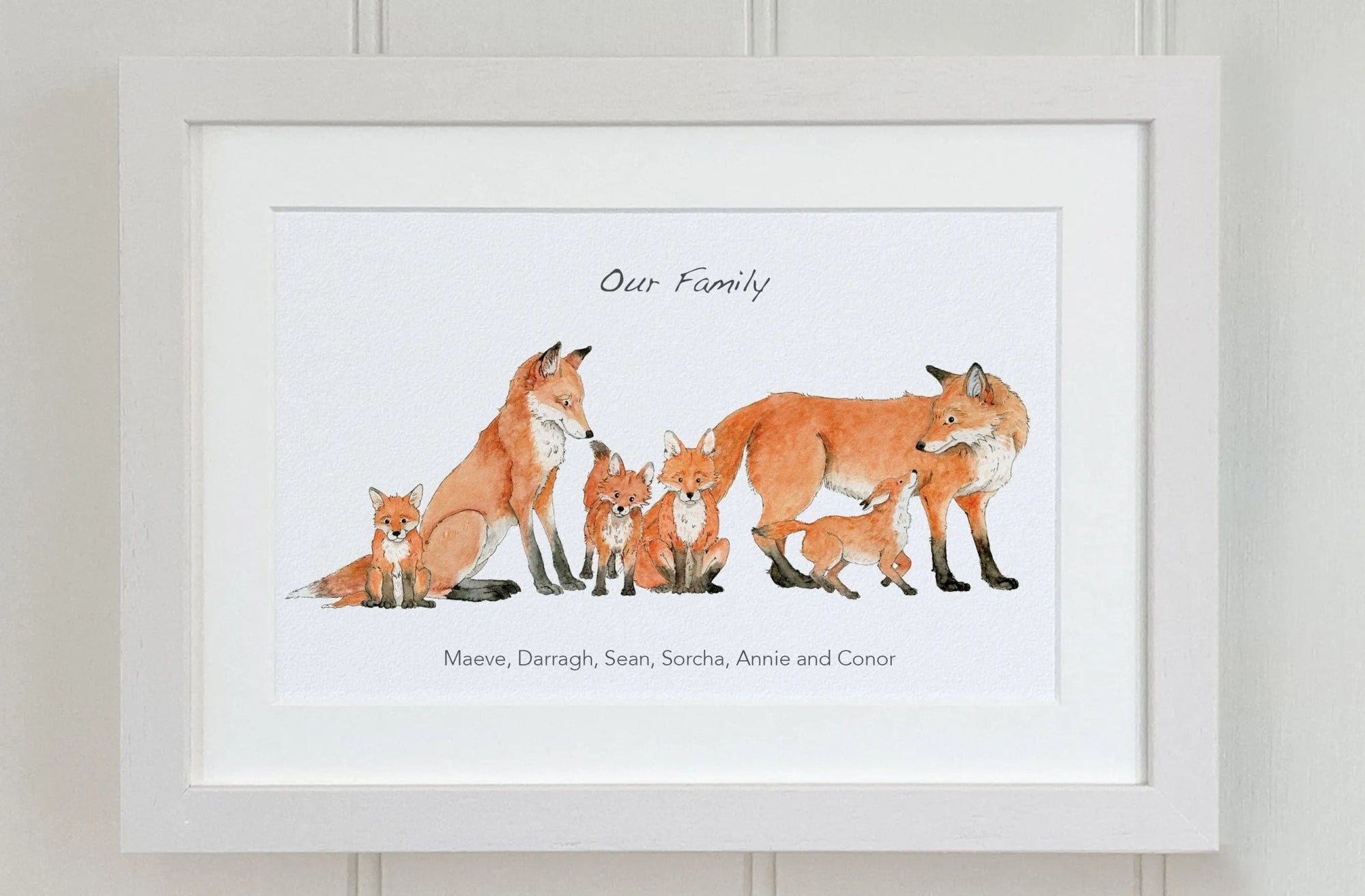 Fox Family Personalised Print - fiadhandfinn