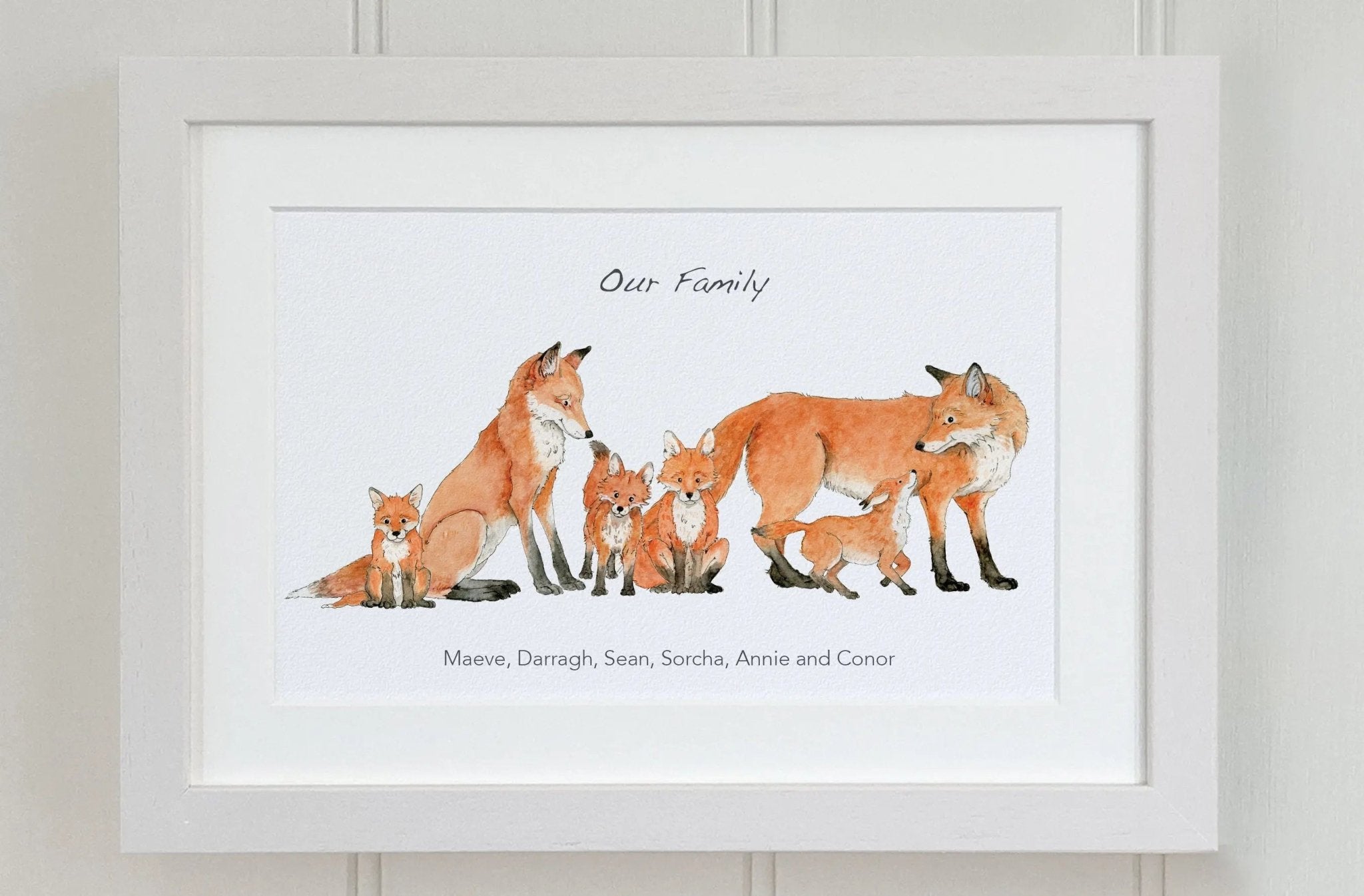 Fox Family Personalised Print - fiadhandfinn