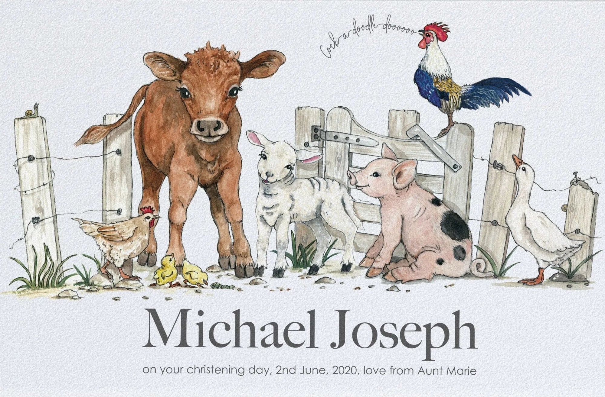 Irish Farm Animals Personalised Print - fiadhandfinn