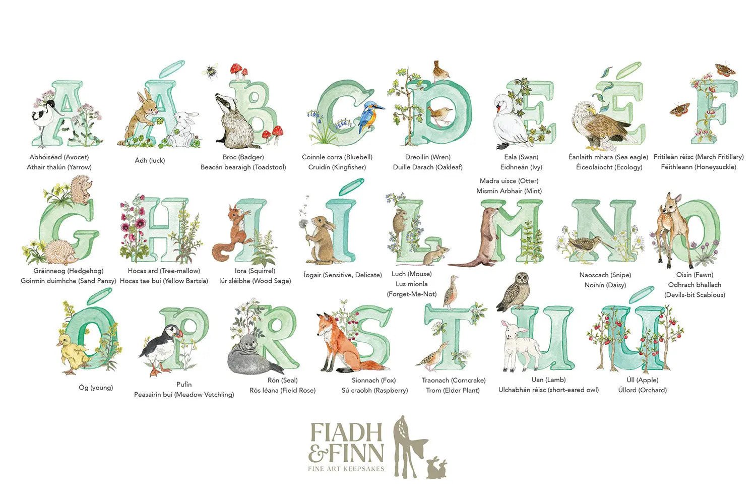 Irish Language Alphabet Letter (Forest) - fiadhandfinn