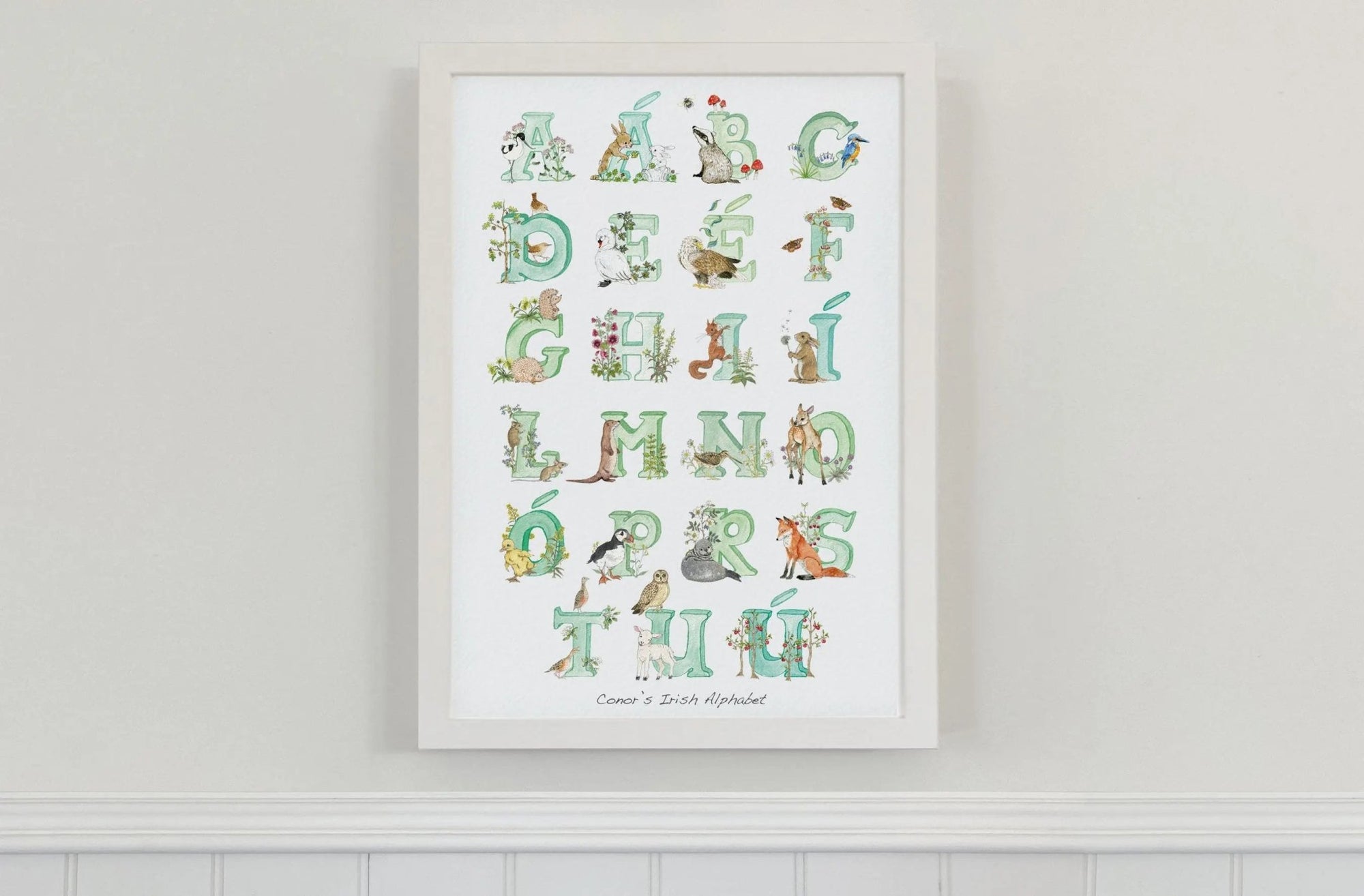 Irish Language Alphabet Print (Forest) - fiadhandfinn