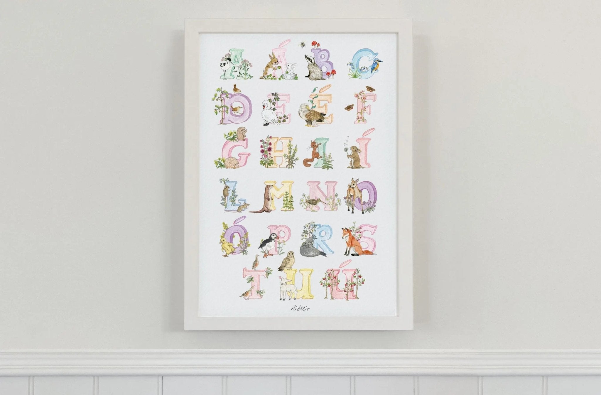 Irish Language Alphabet Print (Pastels) - fiadhandfinn