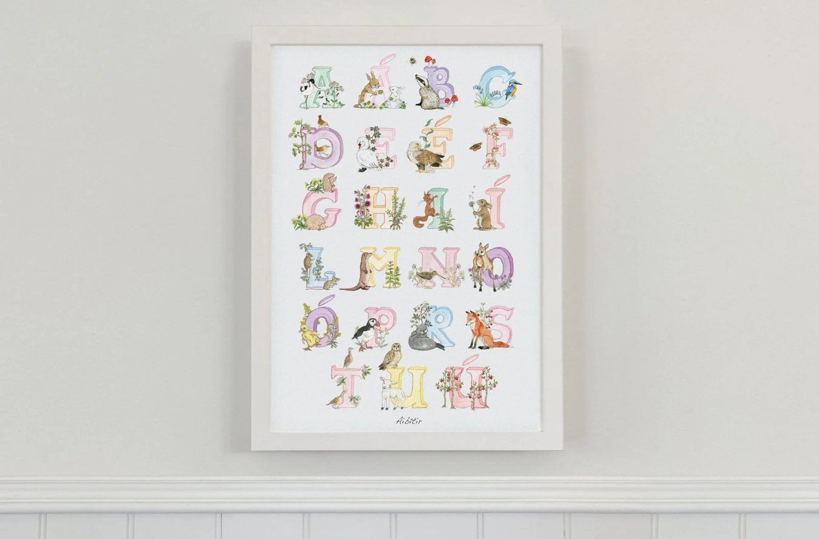 Irish Language Alphabet Print (Pastels) - fiadhandfinn