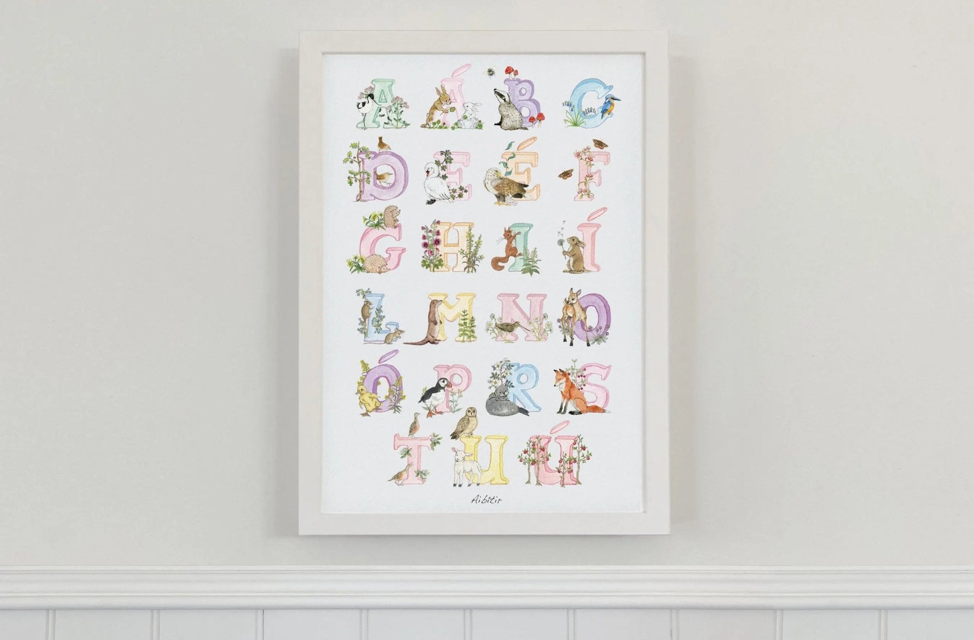 Irish Language Alphabet Print (Pastels) - fiadhandfinn