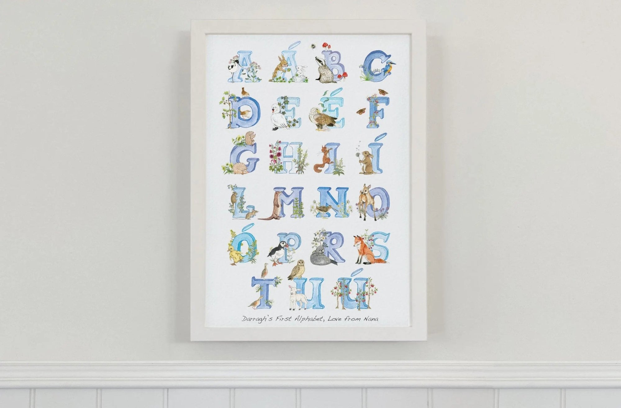 Irish Language Alphabet Print (Sky) - fiadhandfinn