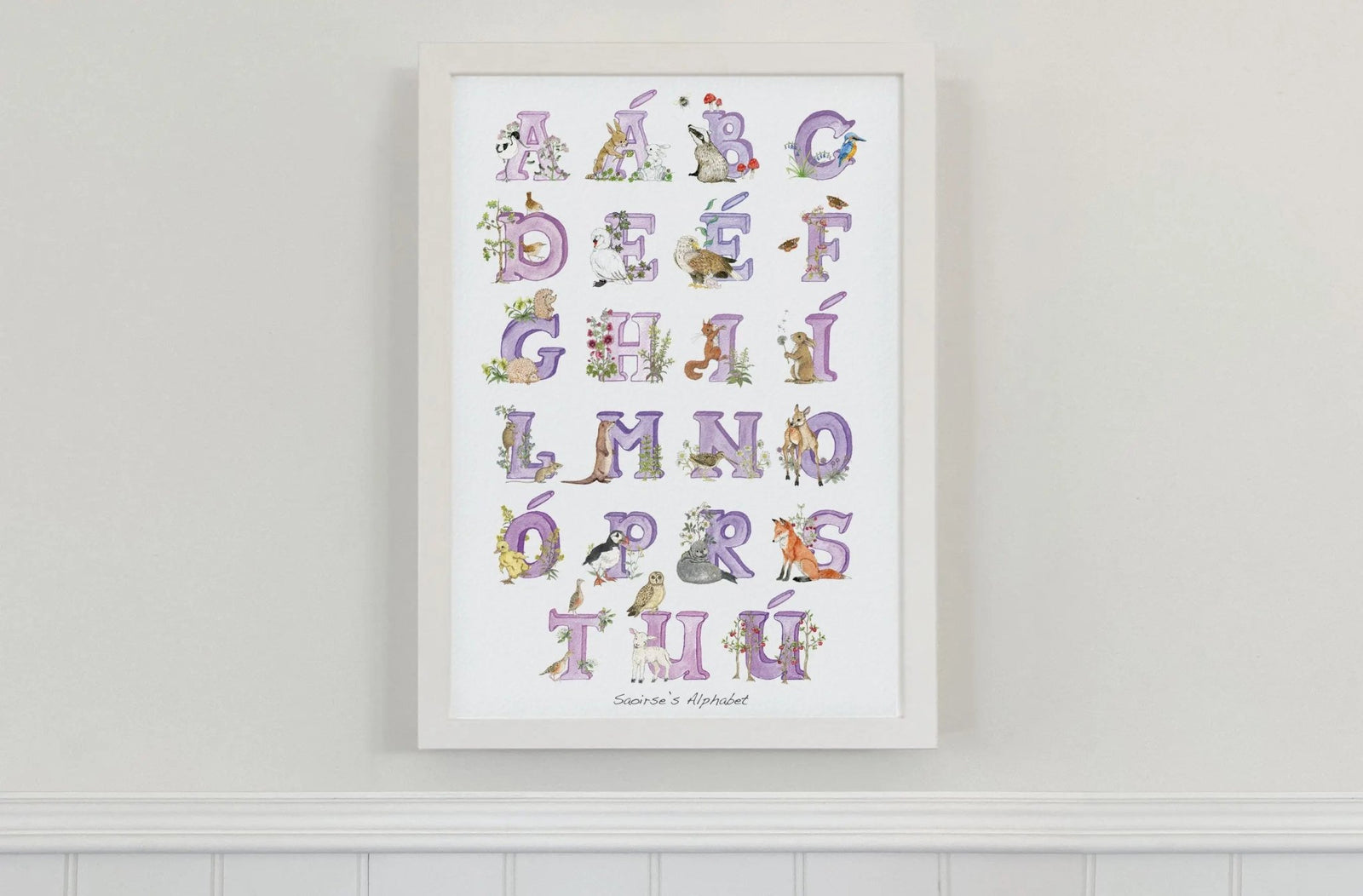 Irish Language Alphabet Print (Violet) - fiadhandfinn