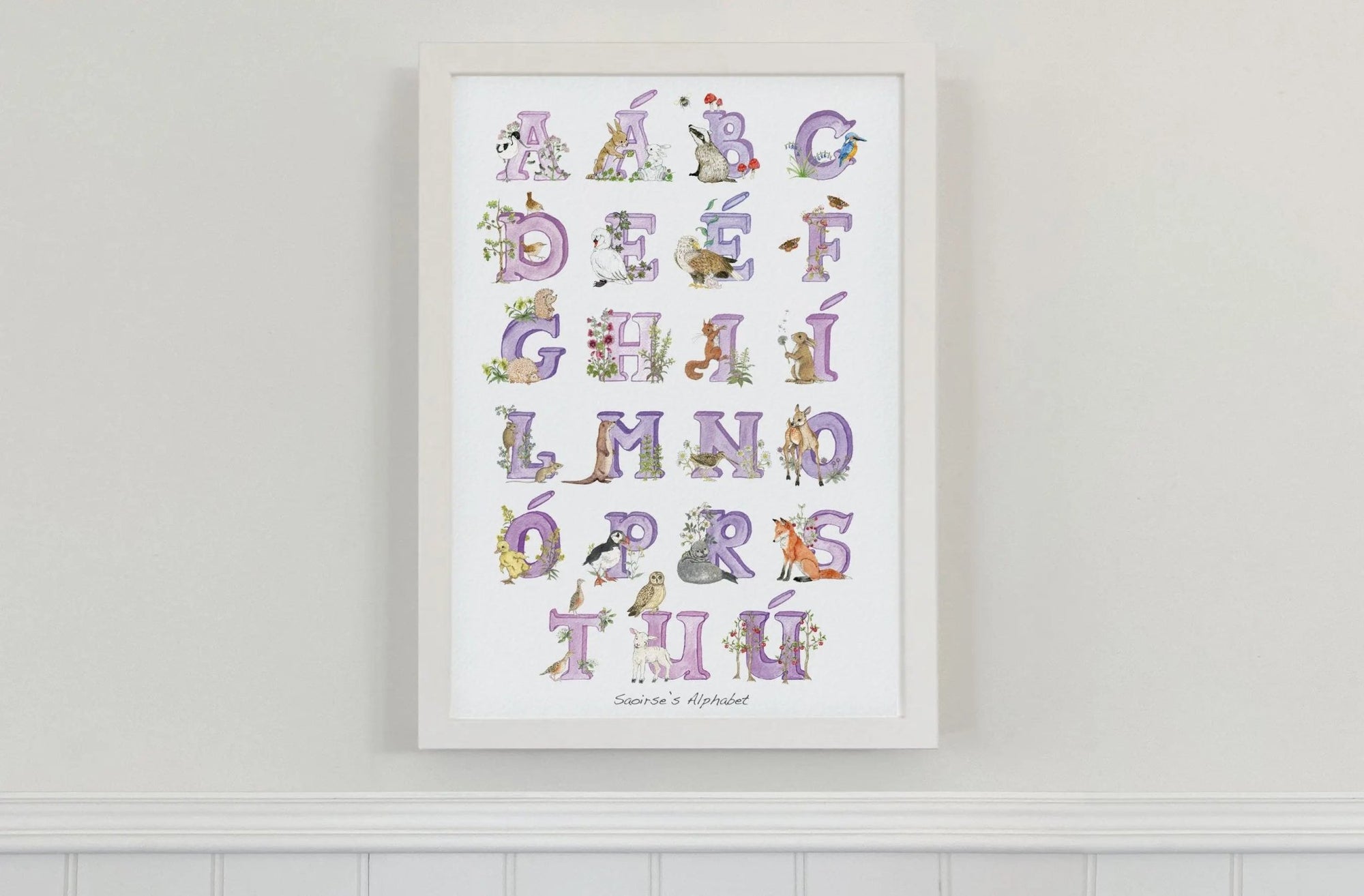 Irish Language Alphabet Print (Violet) - fiadhandfinn