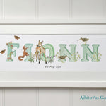 Irish Language Personalised Baby Name Frame (Forest) - fiadhandfinn