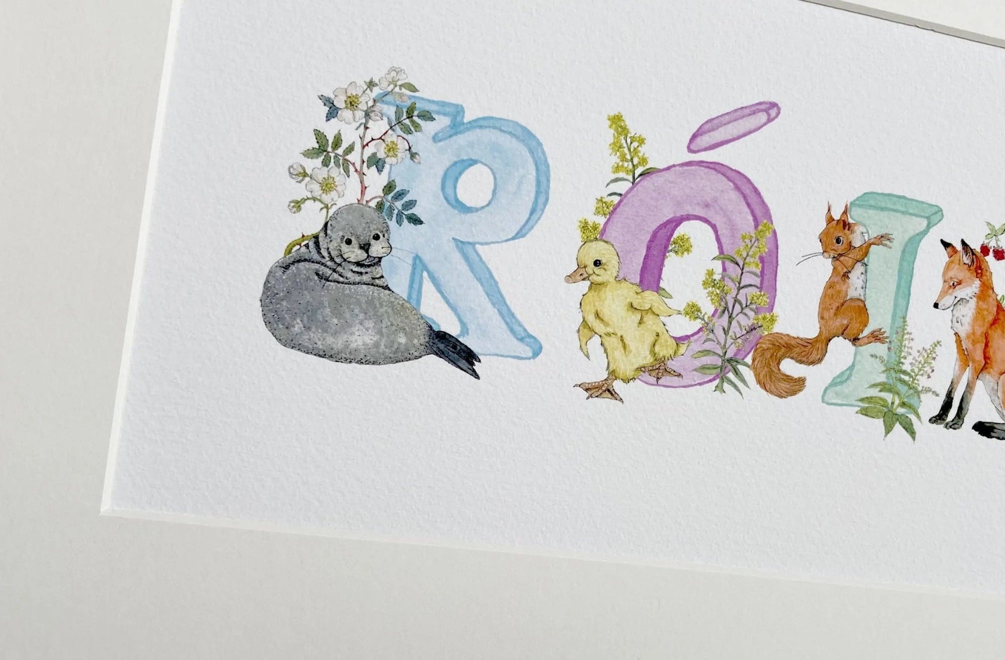 Irish Language Personalised Baby Name Frame (Pastels) - fiadhandfinn