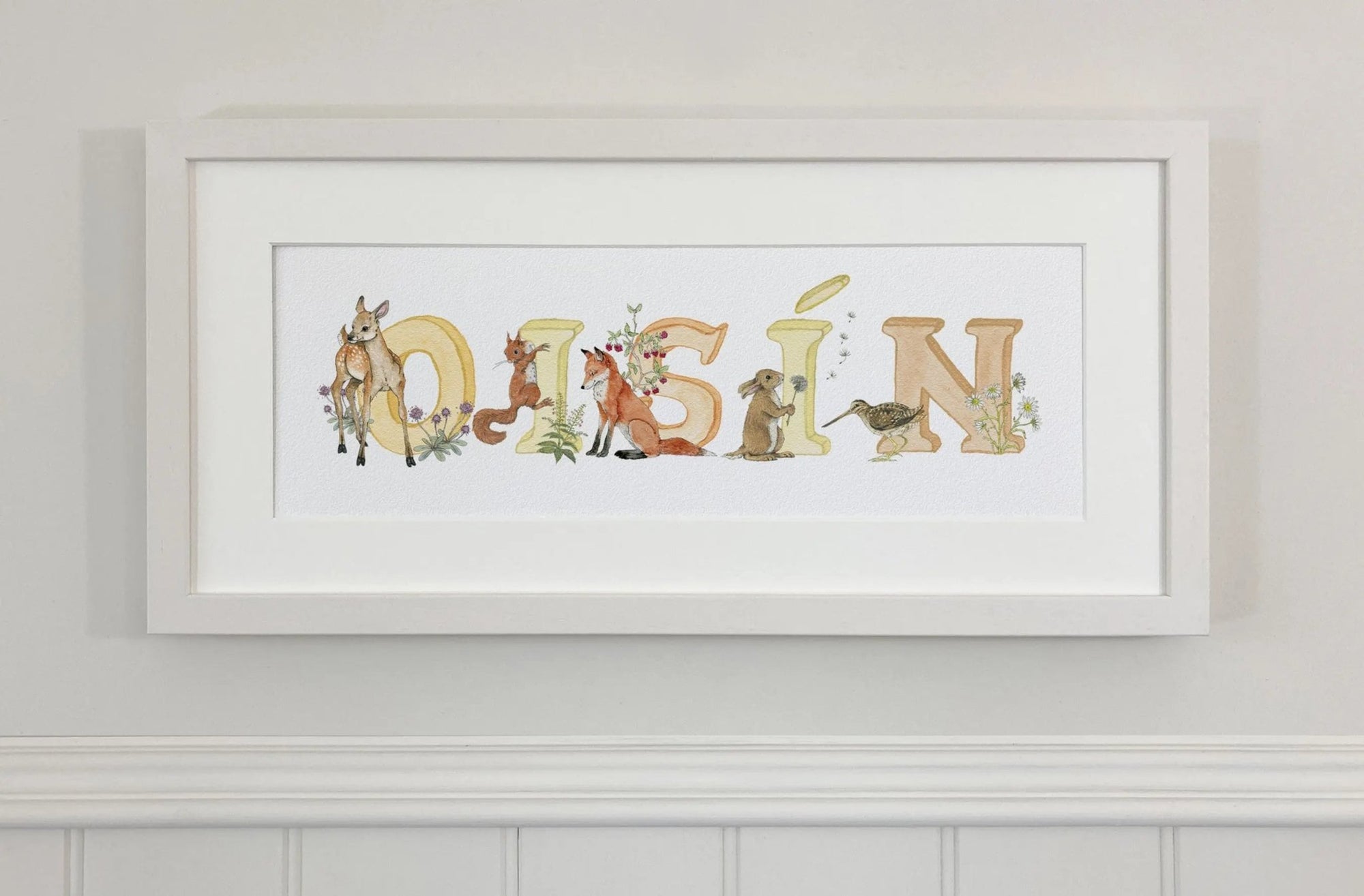Irish Language Personalised Baby Name Frame (Sunset) - fiadhandfinn