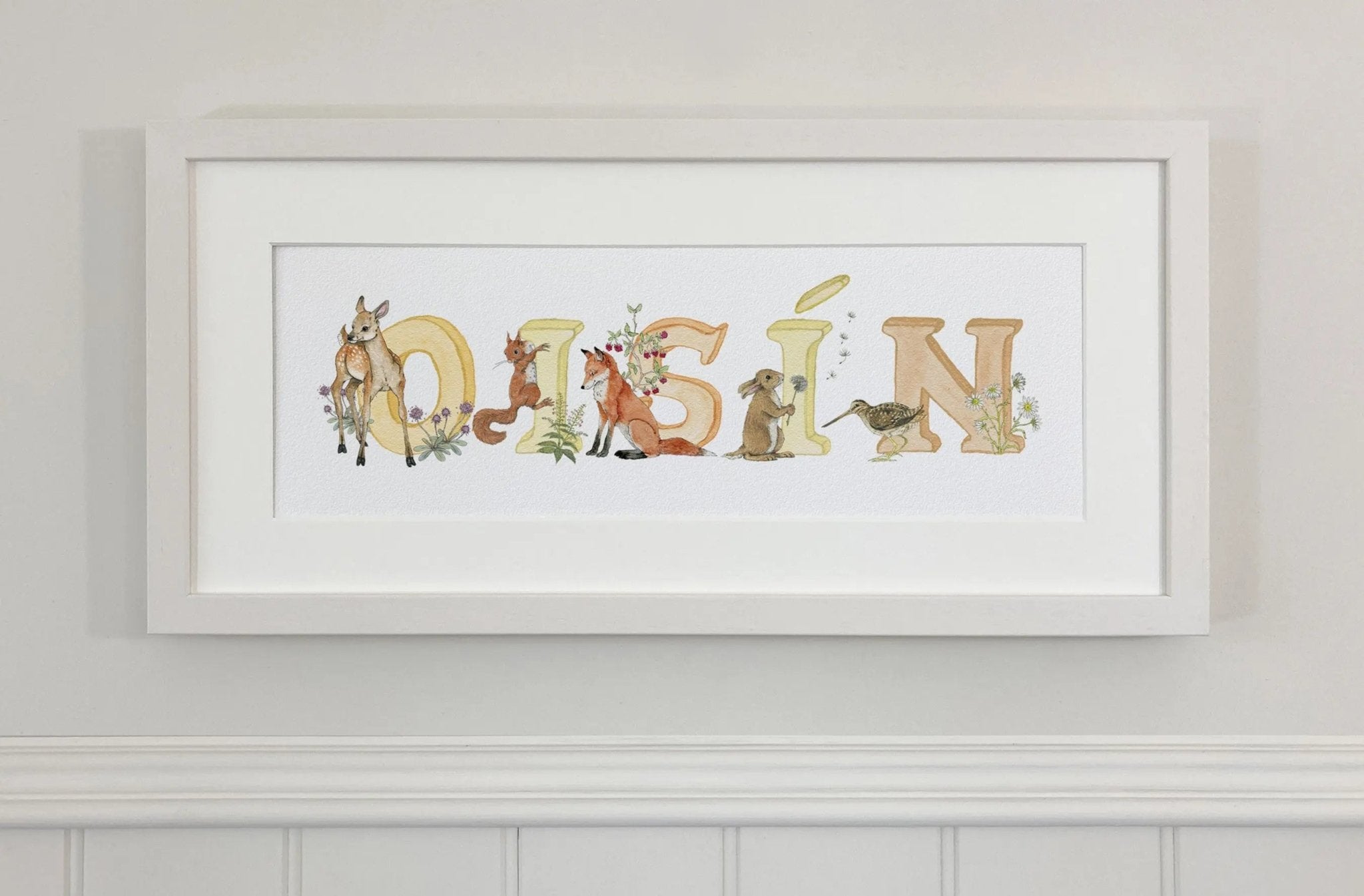 Irish Language Personalised Baby Name Frame (Sunset) - fiadhandfinn