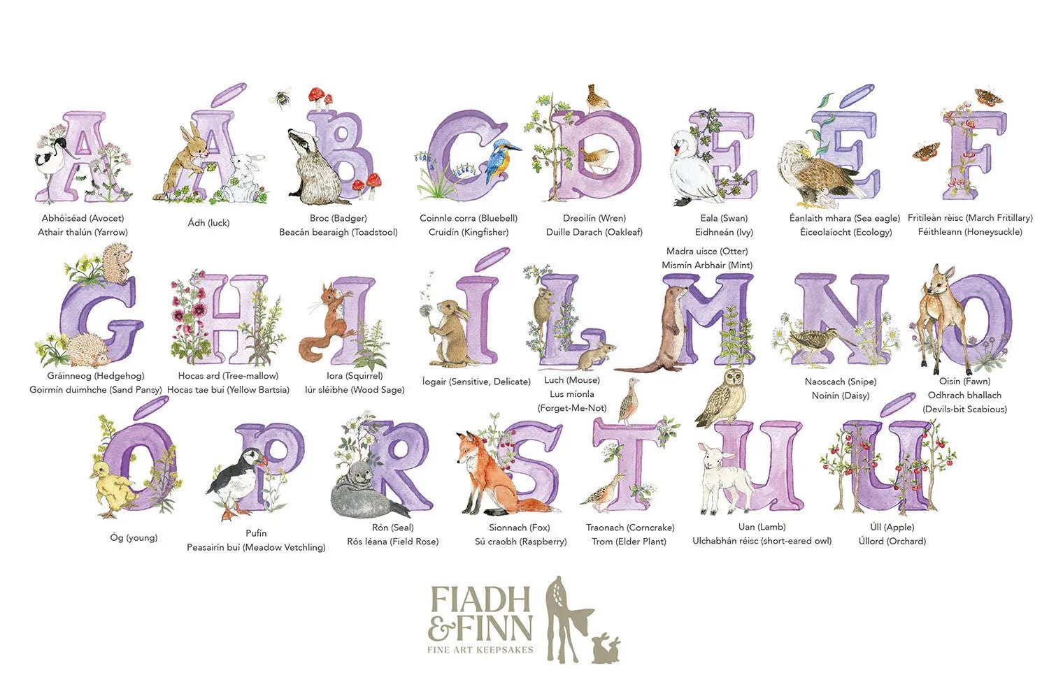 Irish Language Personalised Baby Name Frame (Violet) - fiadhandfinn