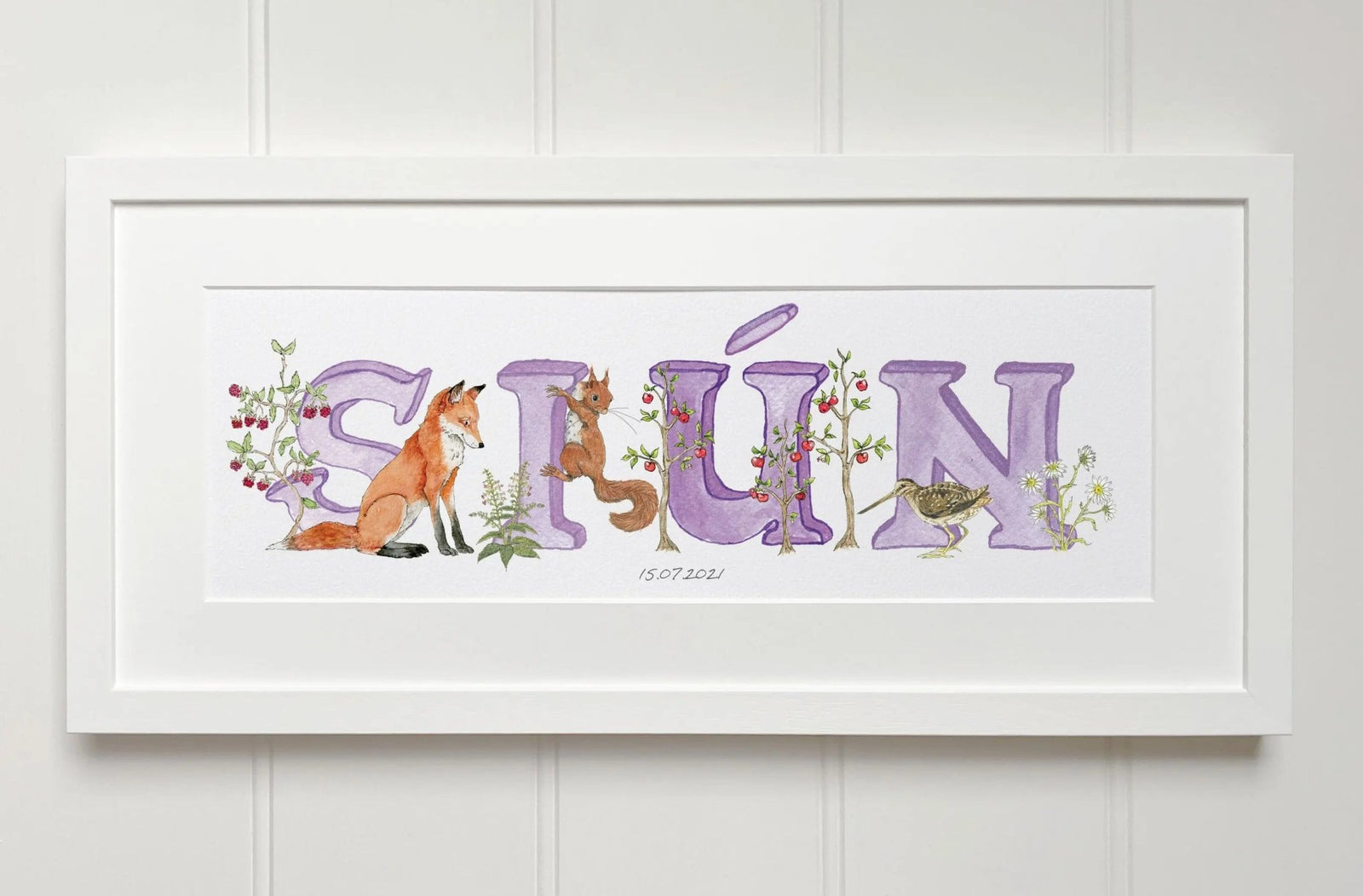 Irish Language Personalised Baby Name Frame (Violet) - fiadhandfinn