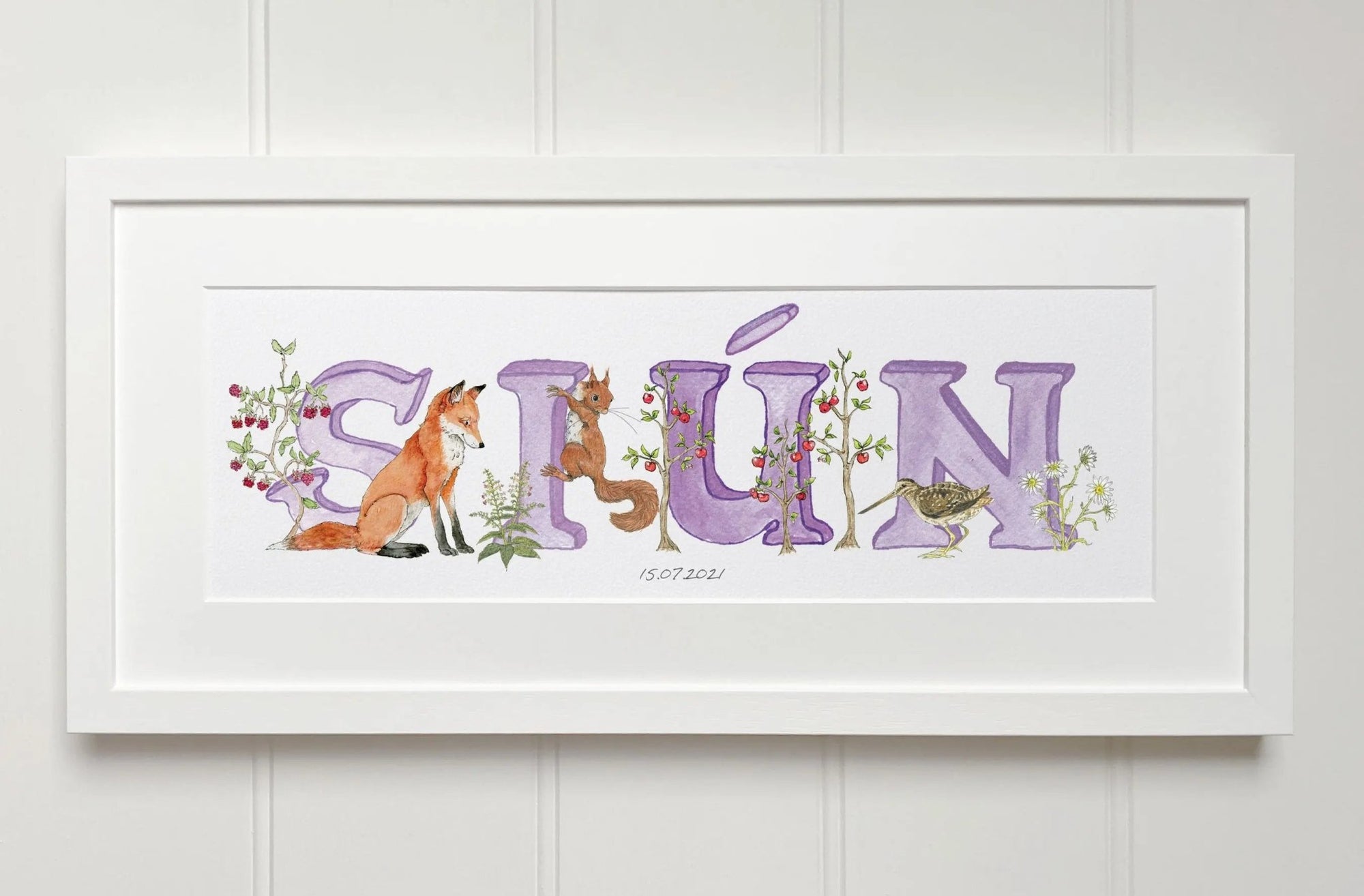 Irish Language Personalised Baby Name Frame (Violet) - fiadhandfinn