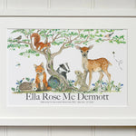 Irish Woodland Animals Personalised Baby Name Print - fiadhandfinn