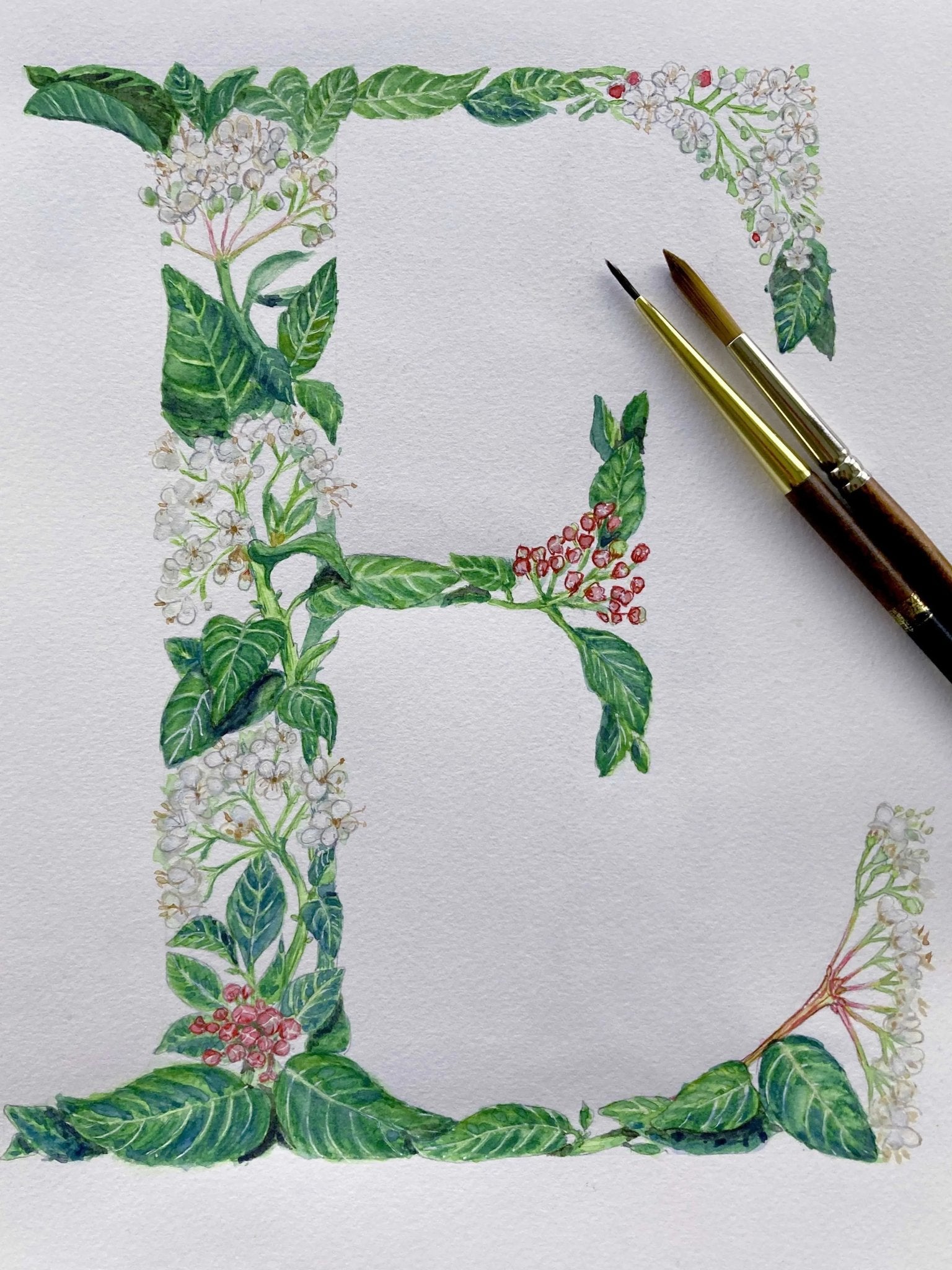 Native Irish Floral Alphabet E - fiadhandfinn