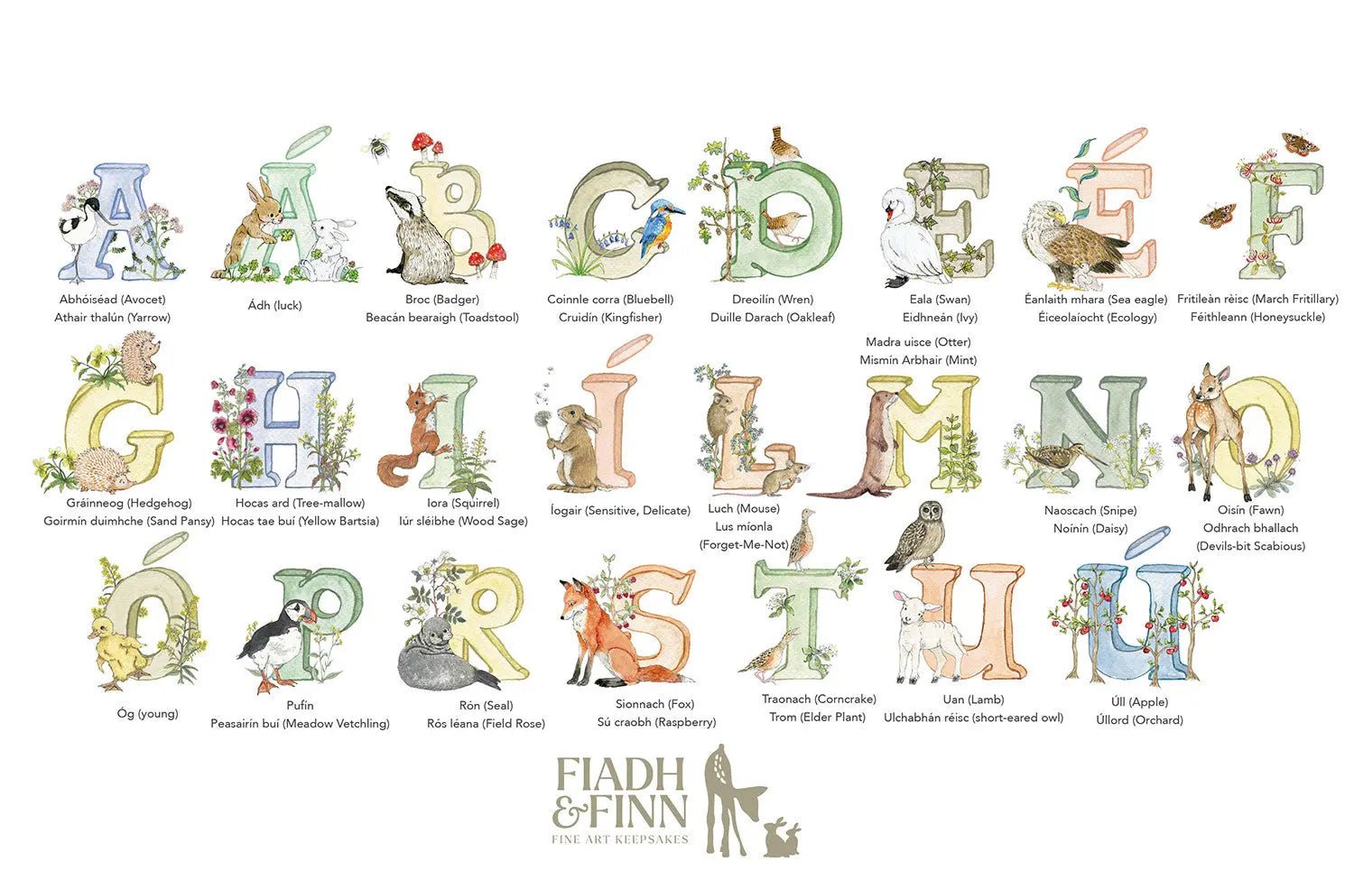 Natural Ireland Alphabet Letter Irish Language (Natural) - fiadhandfinn