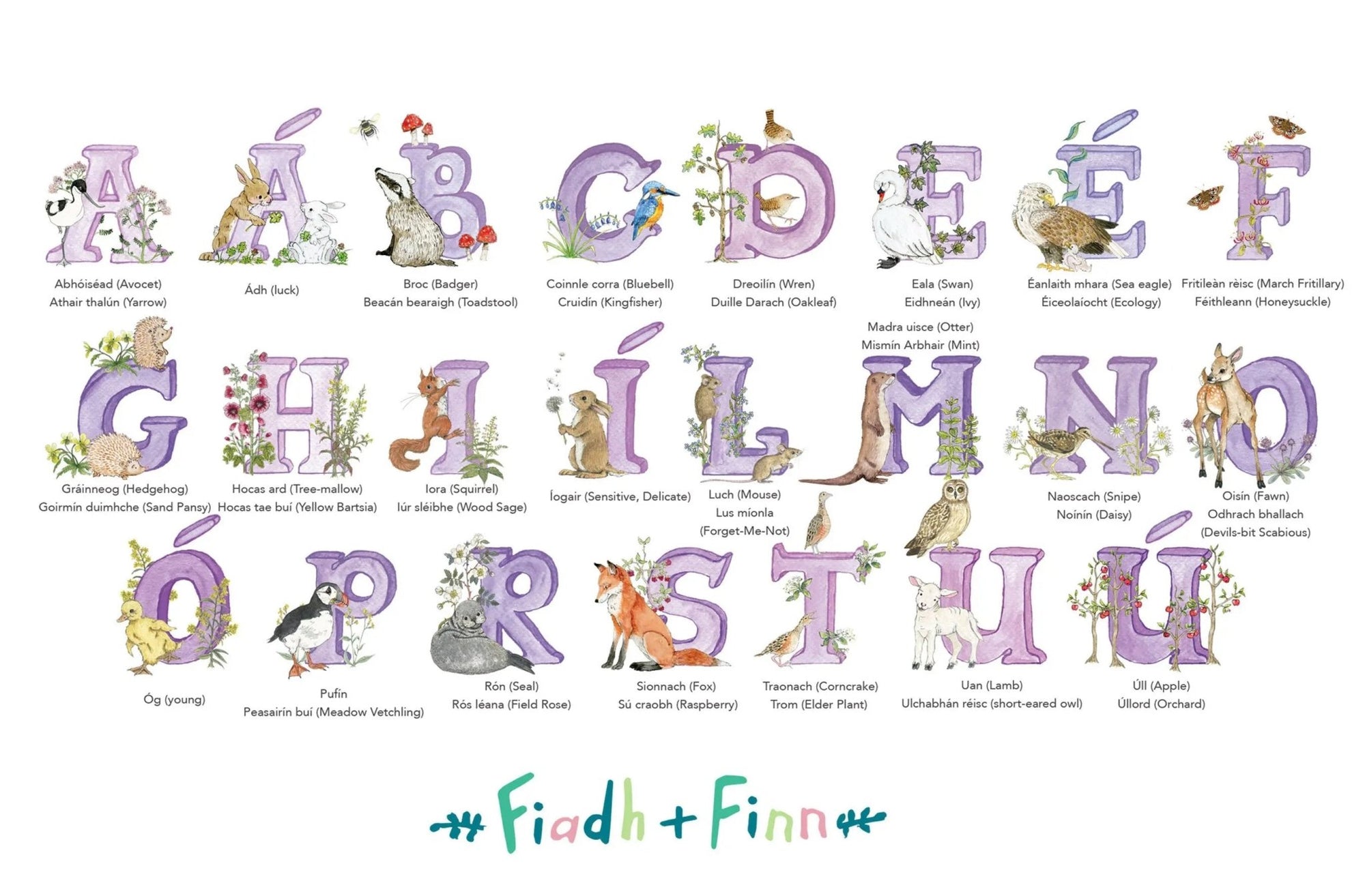 Natural Ireland Alphabet Letter Irish Language (Violet) - fiadhandfinn