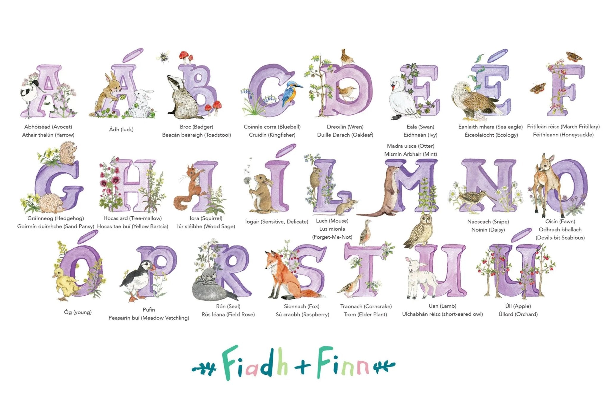 Natural Ireland Alphabet Letter Irish Language (Violet) - fiadhandfinn