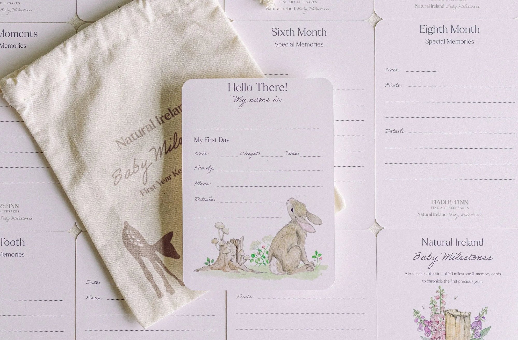 Natural Ireland Baby Milestone Cards Journal - fiadhandfinn