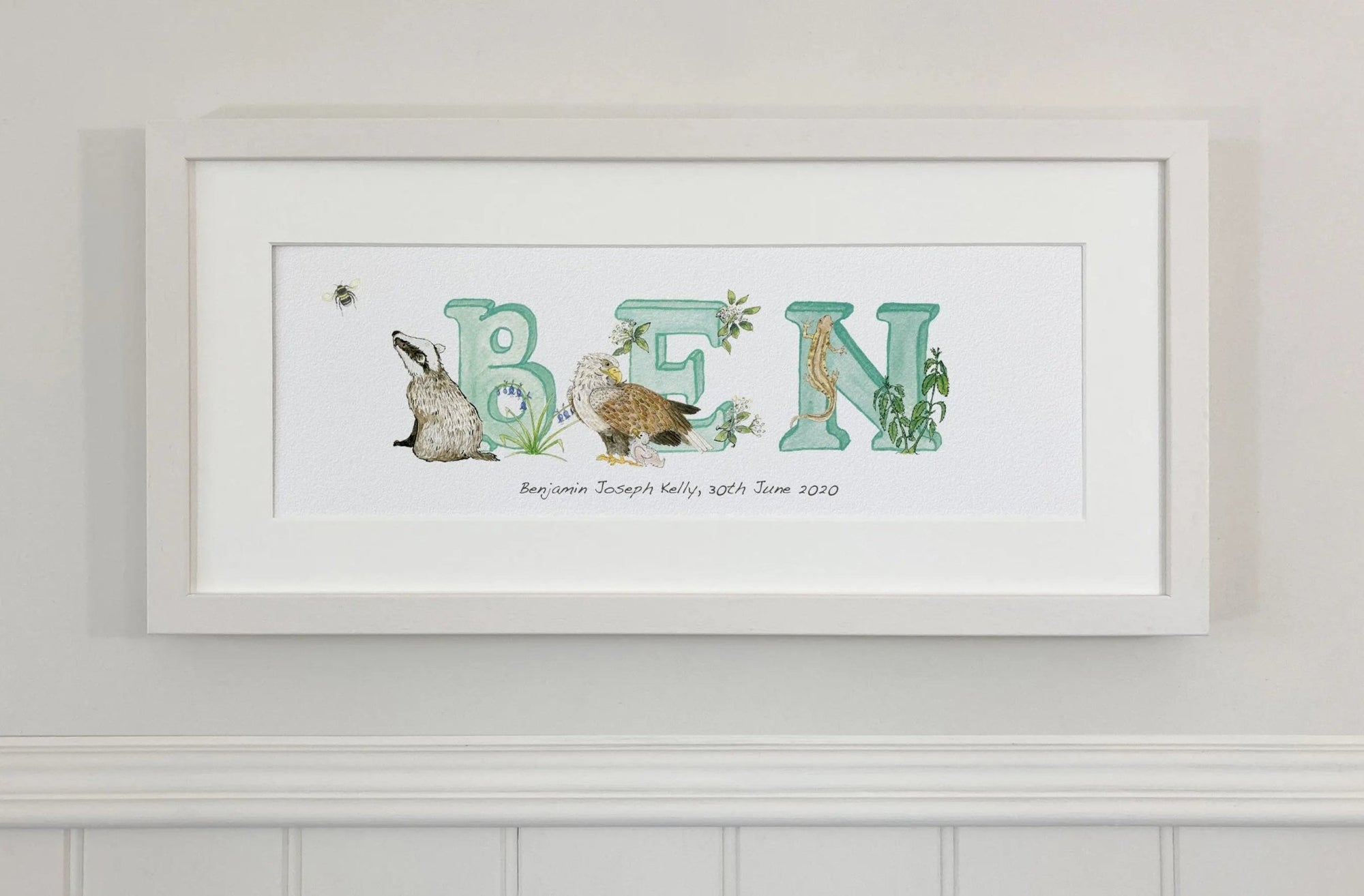 Natural Ireland Personalised Baby Name Frame (Forest) - fiadhandfinn