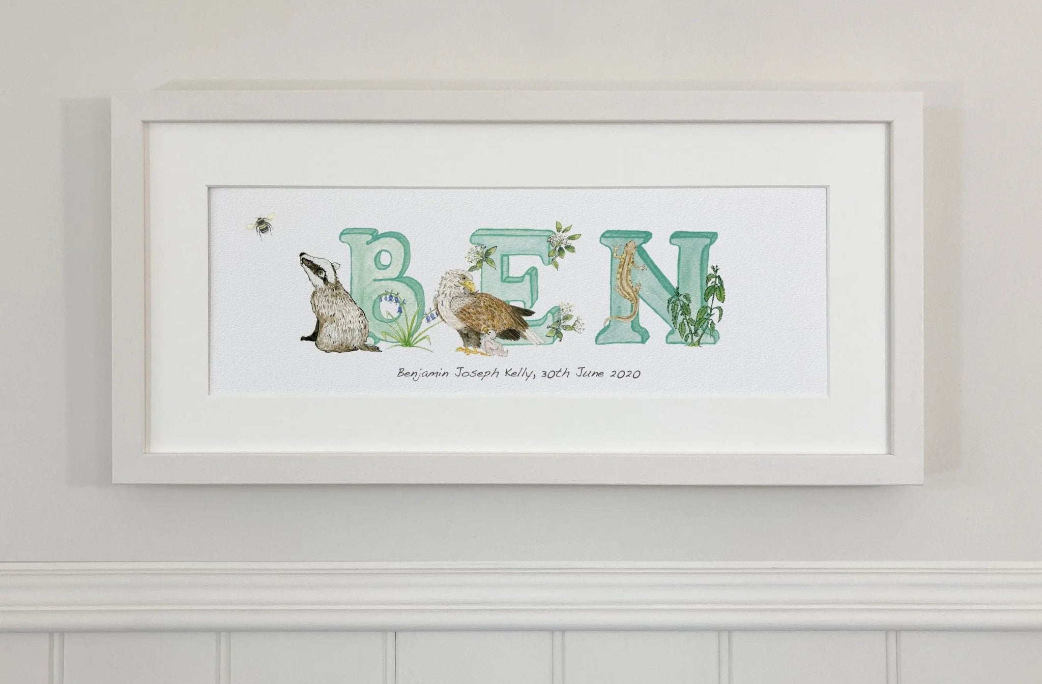 Natural Ireland Personalised Baby Name Frame (Forest) - fiadhandfinn