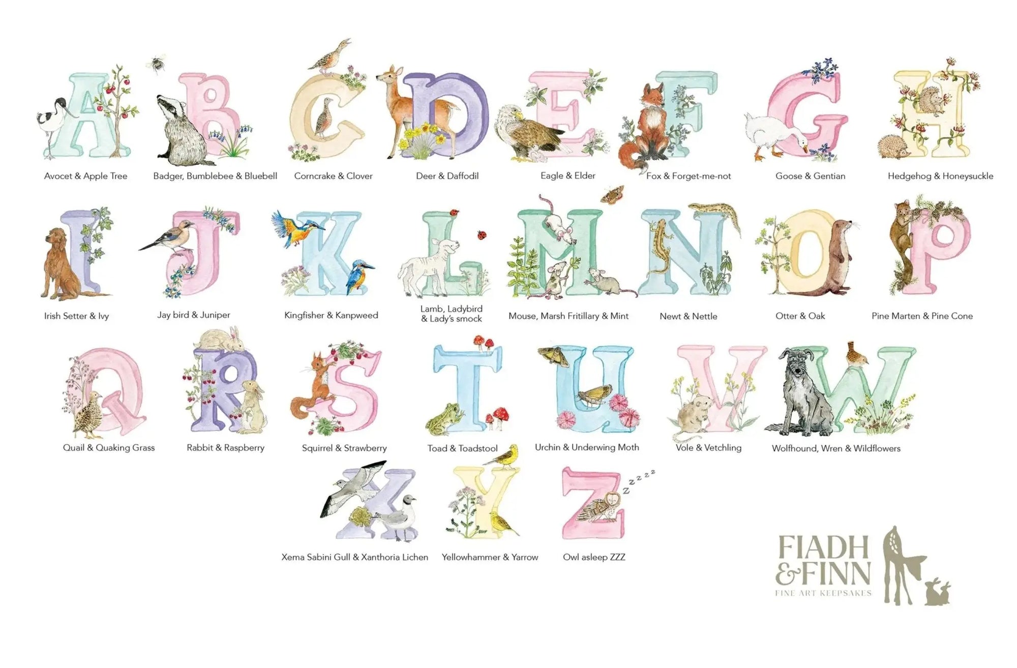 Natural Ireland Personalised Baby Name Frame (Pastels) - fiadhandfinn