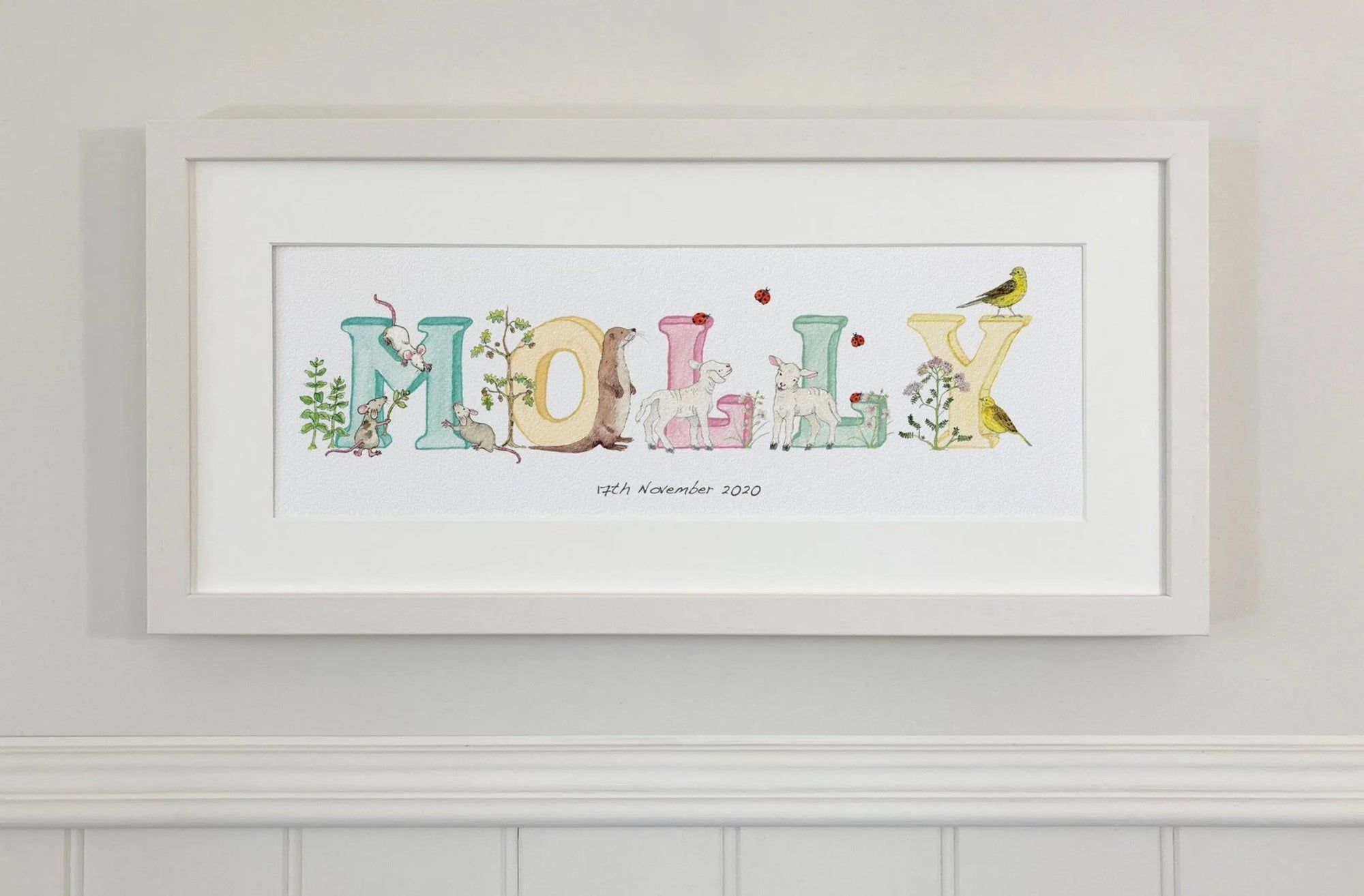 Natural Ireland Personalised Baby Name Frame (Pastels) - fiadhandfinn