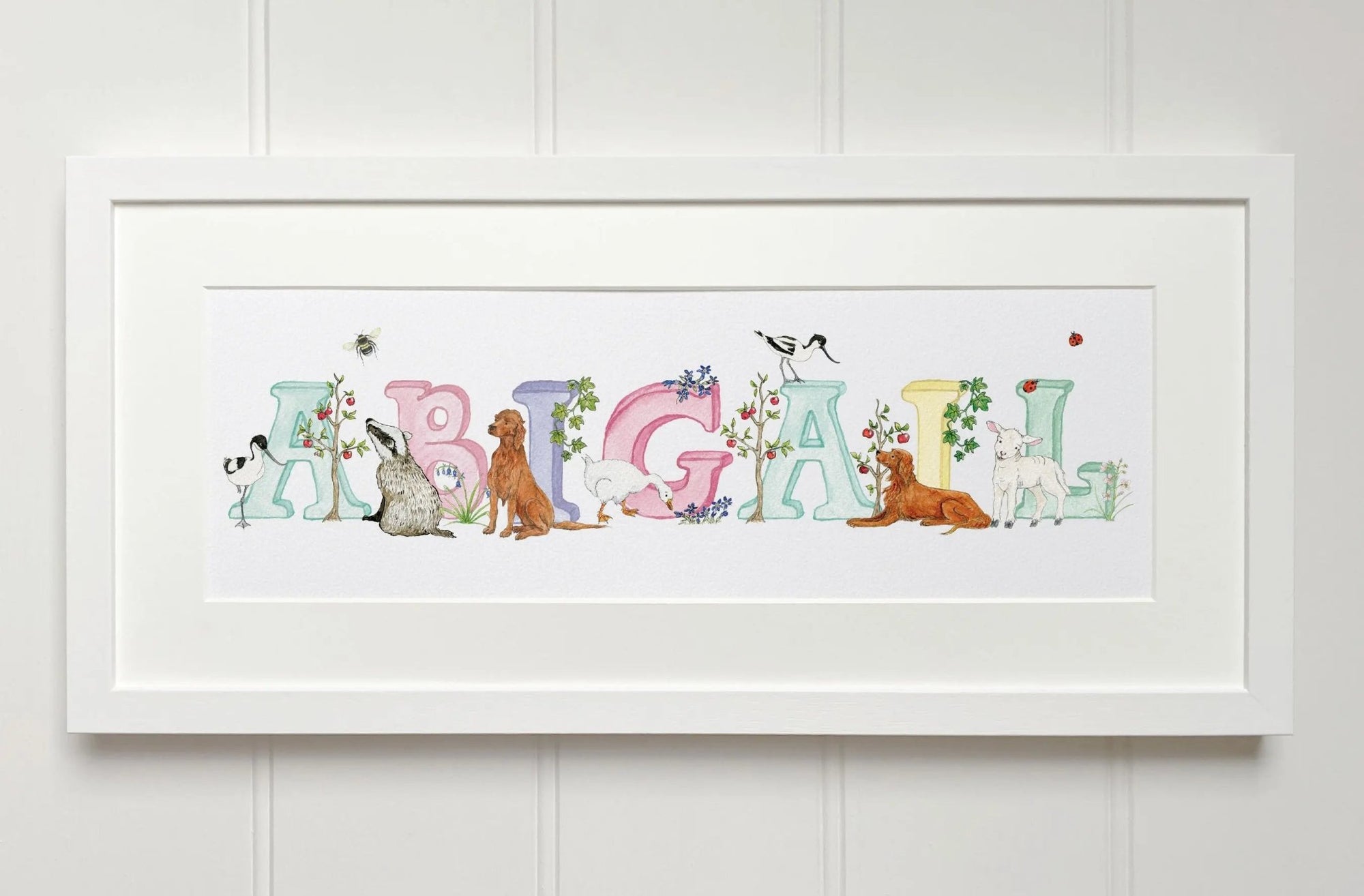 Natural Ireland Personalised Baby Name Frame (Pastels) - fiadhandfinn