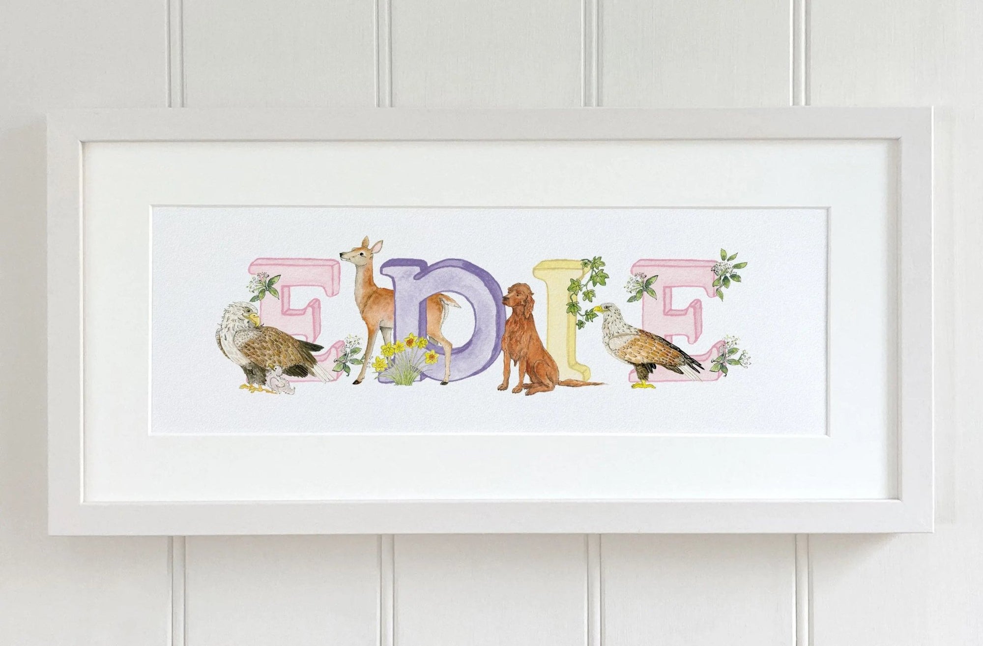 Natural Ireland Personalised Baby Name Frame (Pastels) - fiadhandfinn