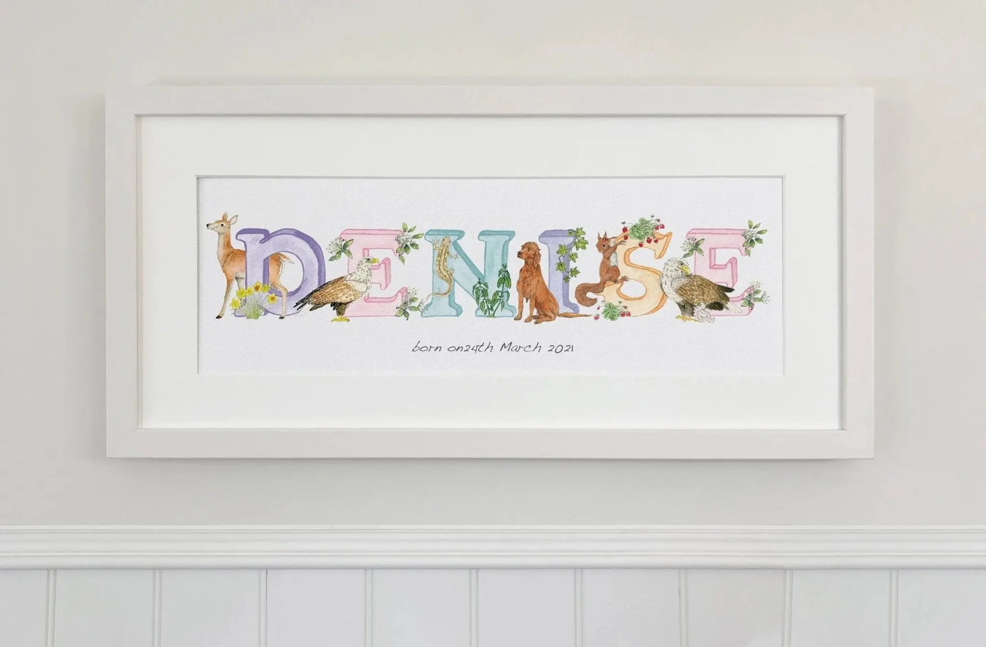 Natural Ireland Personalised Baby Name Frame (Pastels) - fiadhandfinn