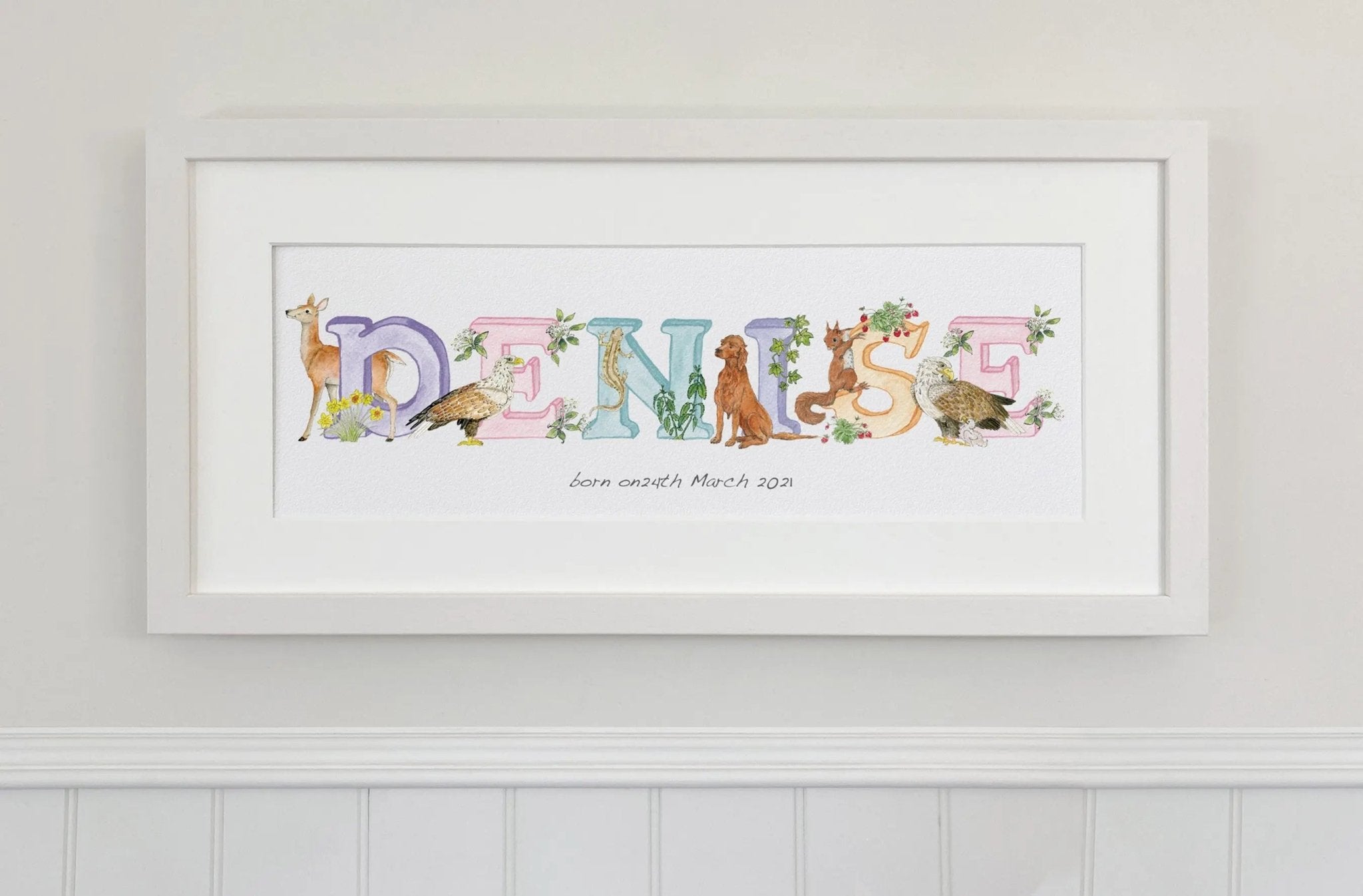 Natural Ireland Personalised Baby Name Frame (Pastels) - fiadhandfinn
