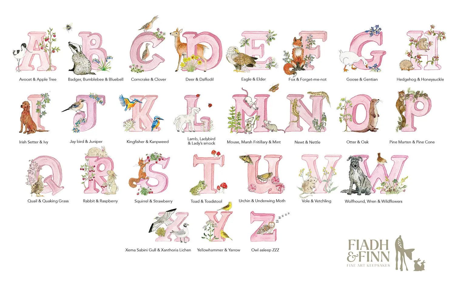 Natural Ireland Personalised Baby Name Frame (Rose) - fiadhandfinn