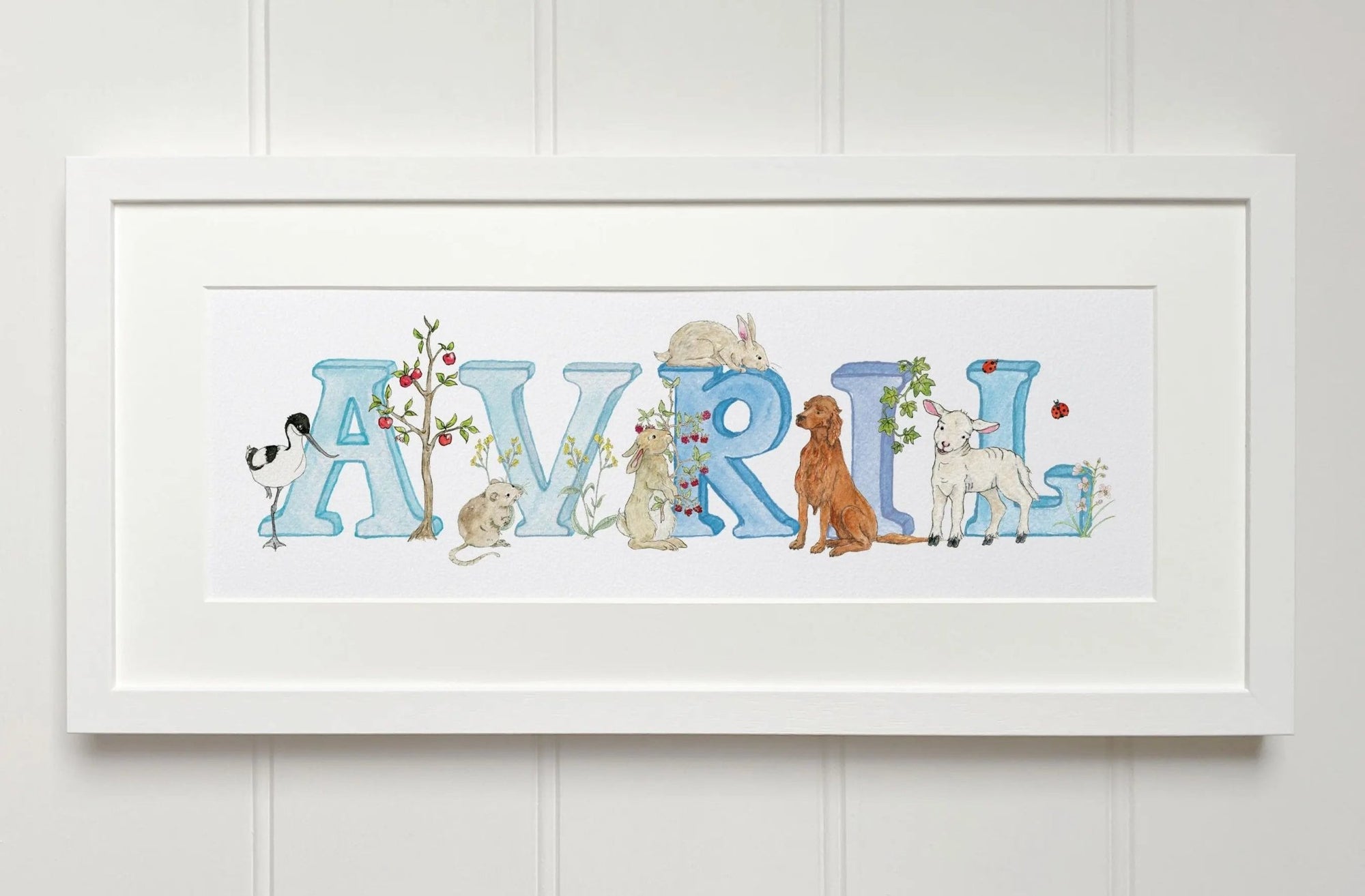 Natural Ireland Personalised Baby Name Frame (Sky) - fiadhandfinn