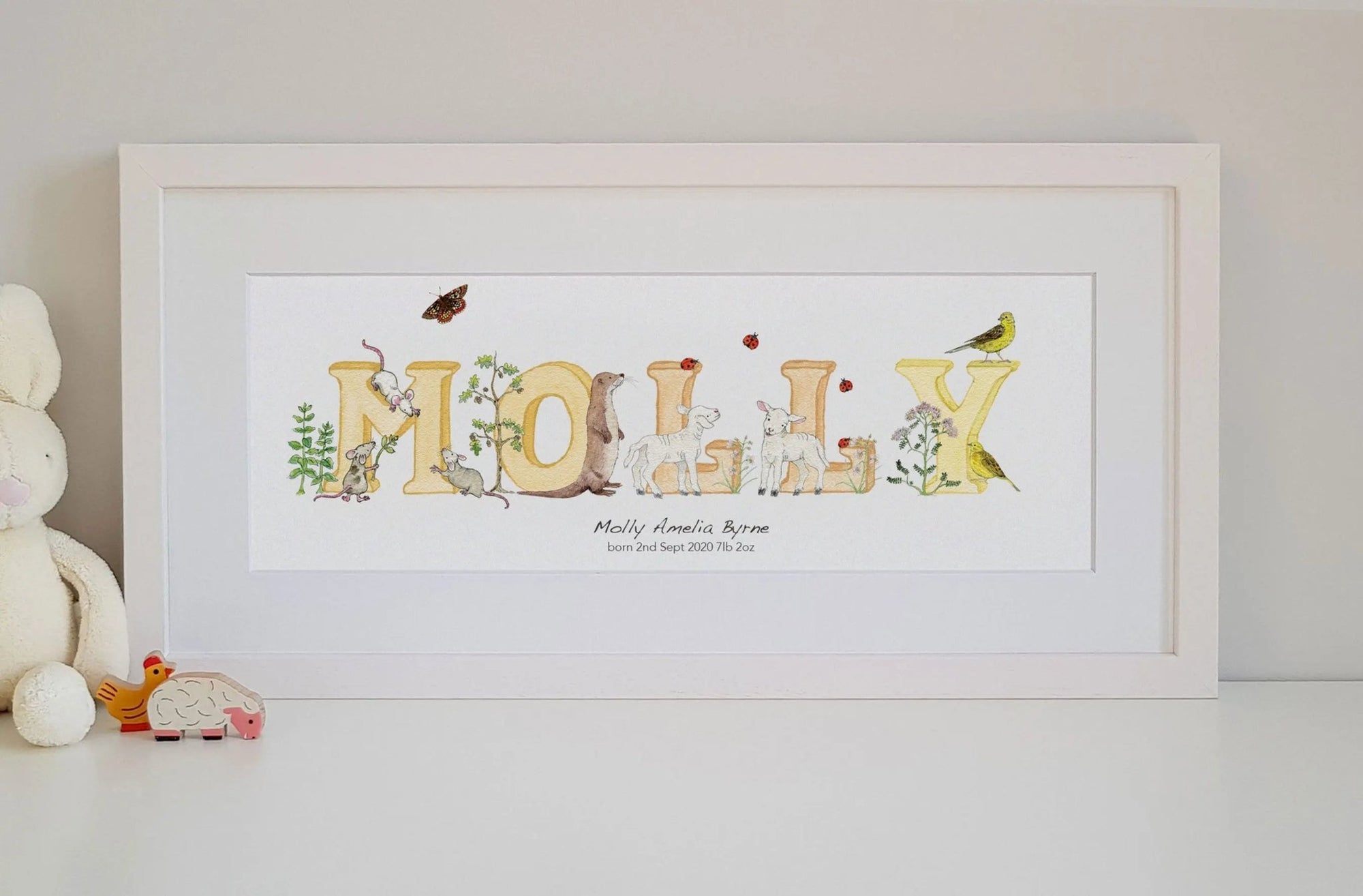 Natural Ireland Personalised Baby Name Frame (Sunset) - fiadhandfinn