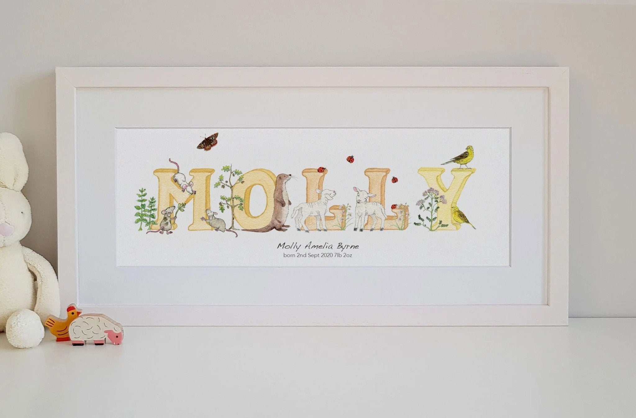 Natural Ireland Personalised Baby Name Frame (Sunset) - fiadhandfinn